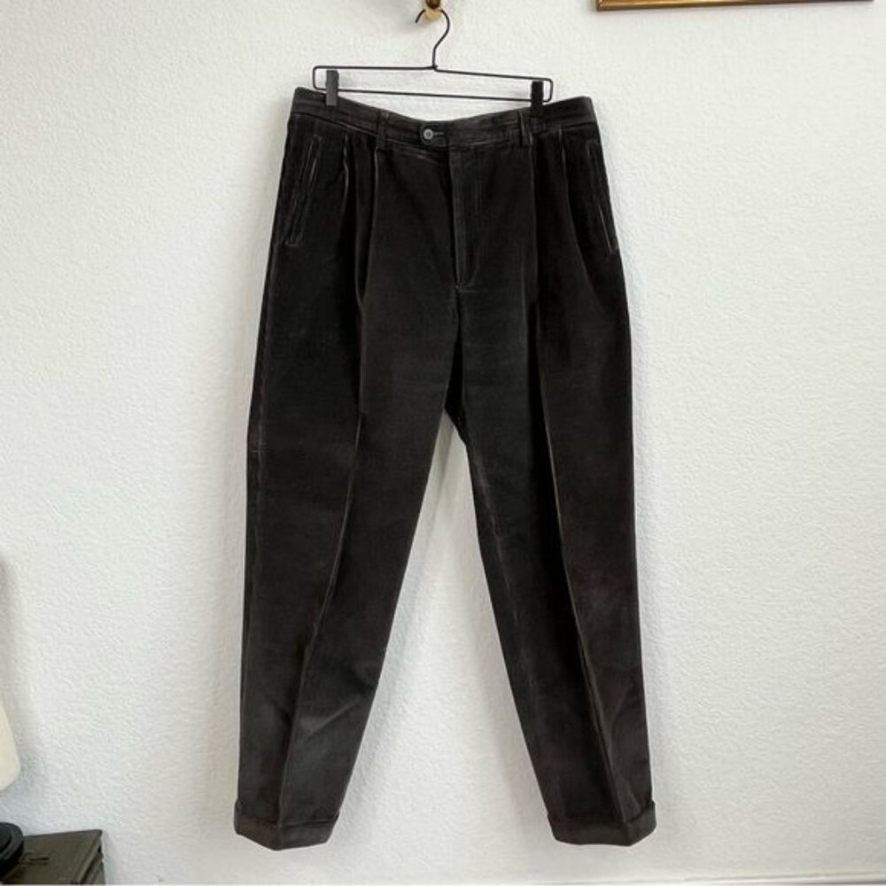 Davide Cenci Pleated Gray Corduroy Pants Trousers